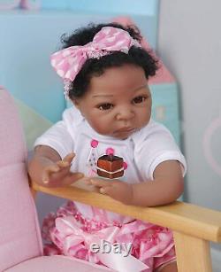 22 inch Black Twins Babys Lifelike Biracial African American Reborn Baby Dolls