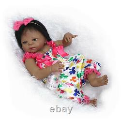 23 African American Baby Dolls Girl Silicone Vinyl Reborn Toddlers Black Skin