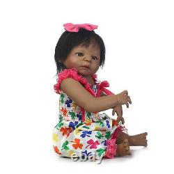 23 Black Reborn Baby Dolls Girl Silicone Full Body African American Toddler Toy