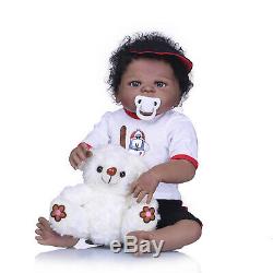 23in Baby Reborn Twins Boy&Girl African American Reborn Toddler Dolls Black