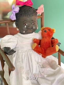 24 Black Baby Doll Antique Vintage Composition Artist TUTU Inspired by Leo Moss