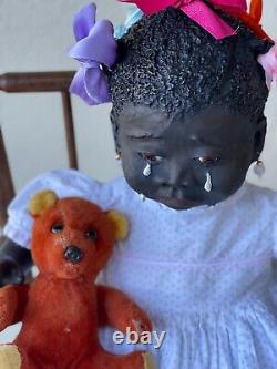 24 Black Baby Doll Antique Vintage Composition Artist TUTU Inspired by Leo Moss