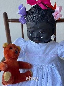 24 Black Baby Doll Antique Vintage Composition Artist TUTU Inspired by Leo Moss