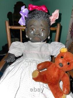 24 Black Baby Doll Antique Vintage Composition Artist TUTU Inspired by Leo Moss