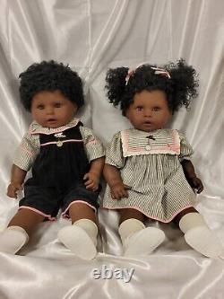 24 Zapf creation doll vintage African American RARE vintage baby TWINS pair