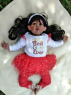 26 Black Hair Ethnic/African American/Biracial Kisses Toddler Reborn Girl Doll