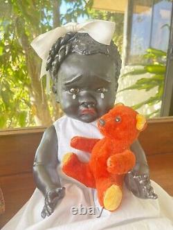 27 Black Baby Doll Antique Vintage Composition Artist TUTU Inspired by Leo Moss