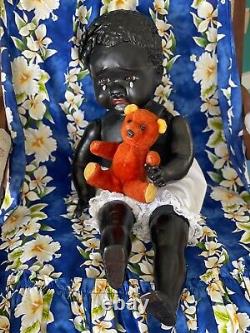 27 Black Baby Doll Antique Vintage Composition Artist TUTU Inspired by Leo Moss