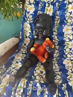 27 Black Baby Doll Antique Vintage Composition Artist TUTU Inspired by Leo Moss