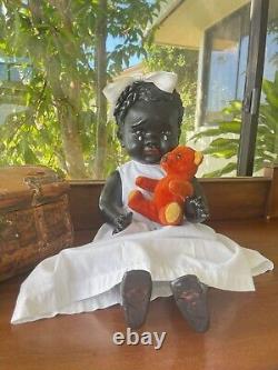 27 Black Baby Doll Antique Vintage Composition Artist TUTU Inspired by Leo Moss