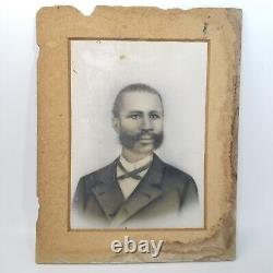 2 African American Black Men Charcoal Portraits Chalk Drawing Gentlemen Antique