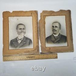 2 African American Black Men Charcoal Portraits Chalk Drawing Gentlemen Antique