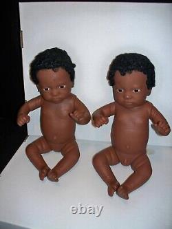 2 Furga Italy African American 17 Inch Boy & Girl Anatomically Correct Baby Doll