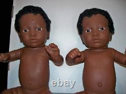 2 Furga Italy African American 17 Inch Boy & Girl Anatomically Correct Baby Doll