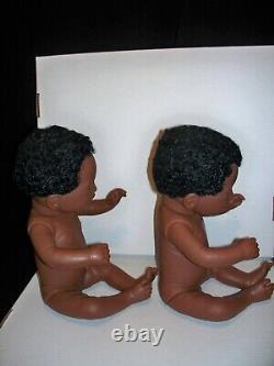 2 Furga Italy African American 17 Inch Boy & Girl Anatomically Correct Baby Doll