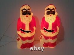 2x Vintage Union Products African American Black Santa 13 Tabletop Blow Molds