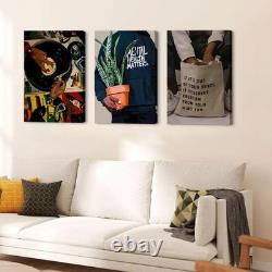 3 pcs Black Men Canvas Wall Art Fashion African American Black Man Prints Rec