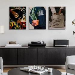 3 pcs Black Men Canvas Wall Art Fashion African American Black Man Prints Rec