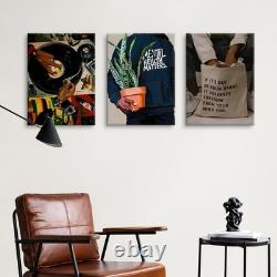 3 pcs Black Men Canvas Wall Art Fashion African American Black Man Prints Rec