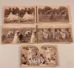 (5) African American Black Southern Stereoview Photographs Cotton Gin Children
