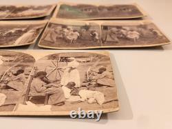 (5) African American Black Southern Stereoview Photographs Cotton Gin Children
