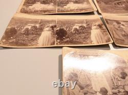(5) African American Black Southern Stereoview Photographs Cotton Gin Children