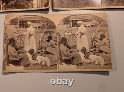 (5) African American Black Southern Stereoview Photographs Cotton Gin Children