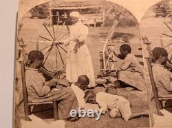 (5) African American Black Southern Stereoview Photographs Cotton Gin Children