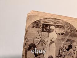 (5) African American Black Southern Stereoview Photographs Cotton Gin Children