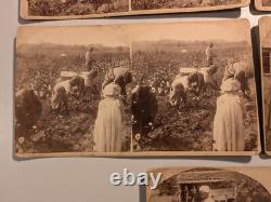 (5) African American Black Southern Stereoview Photographs Cotton Gin Children