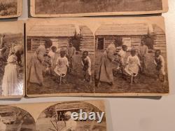 (5) African American Black Southern Stereoview Photographs Cotton Gin Children