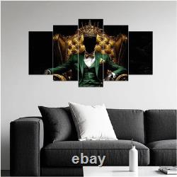 5 Piece Black Art Wall Art Green African American King Painting