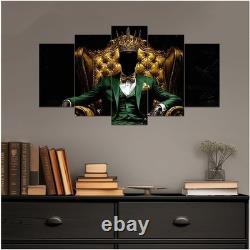 5 Piece Black Art Wall Art Green African American King Painting