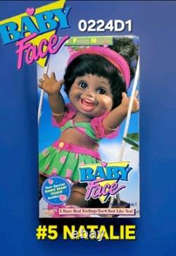 #5 SO FUNNY NATALIE? BABY FACE DOLL Galoob African American AA BLACK Box