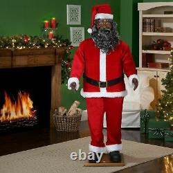 6 Ft LIFE SIZE African American ANIMATED BLACK SANTA CLAUS NEW MUSICAL SINGS