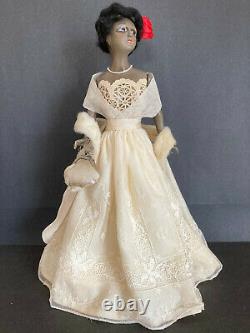 73 Rare Antique mystery black boudoir or half doll. French cut head. Lamp doll