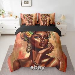 7 Piece African American Black Girl Bed in a Bag Queen, African Women Sheet Se