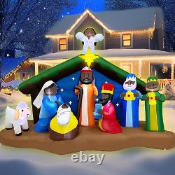 8 Ft Long Christmas Inflatables African American Black Nativity Scene Set Outdoo