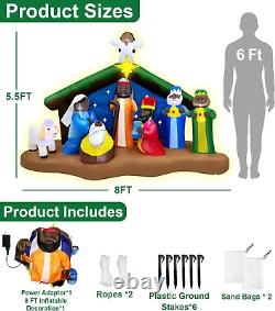 8 Ft Long Christmas Inflatables African American Black Nativity Scene Set Outdoo