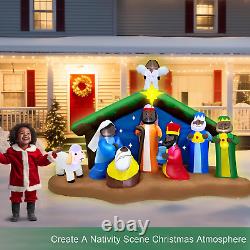 8 Ft Long Christmas Inflatables African American Black Nativity Scene Set Outdoo