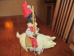 9 Tall Antique Bisque Clown Riding Pig Candy Container