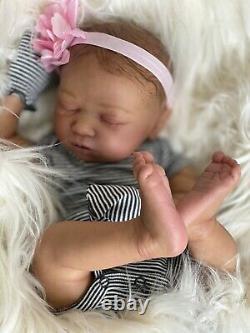 AA Biracial Black Reborn Girl Baby Doll Skya asleep Bountiful Baby