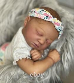 AA Biracial Black Reborn Girl Baby Doll Skya asleep Bountiful Baby