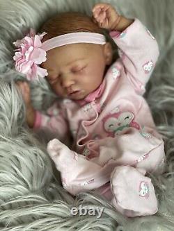 AA Biracial Black Reborn Girl Baby Doll Skya asleep Bountiful Baby