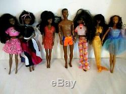 AA Black African American Barbie Doll Lot of 20 with 3 Male Boy Dolls Clothing