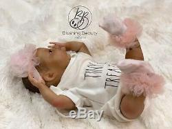 AA ethnic black biracial reborn girl Bean Bountiful Baby awake open eye doll