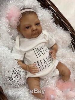 AA ethnic black biracial reborn girl Bean Bountiful Baby awake open eye doll