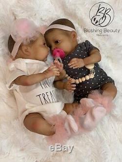 AA ethnic black biracial reborn girl Bean Bountiful Baby awake open eye doll