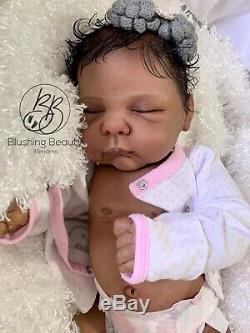 AA ethnic black reborn girl Maria by Linda Murray sleeping reborn doll with belly