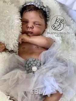 AA ethnic black reborn girl Maria by Linda Murray sleeping reborn doll with belly